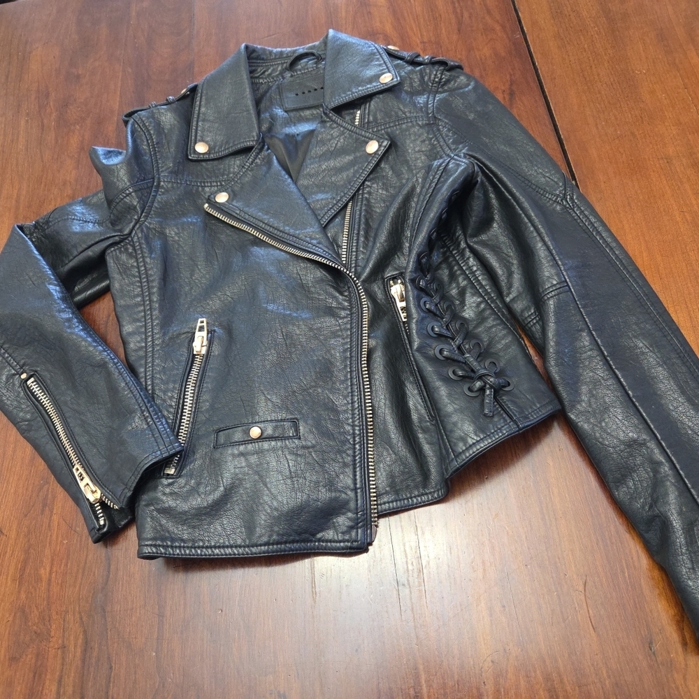 Blank NYC Black Faux LeatherJacket Small